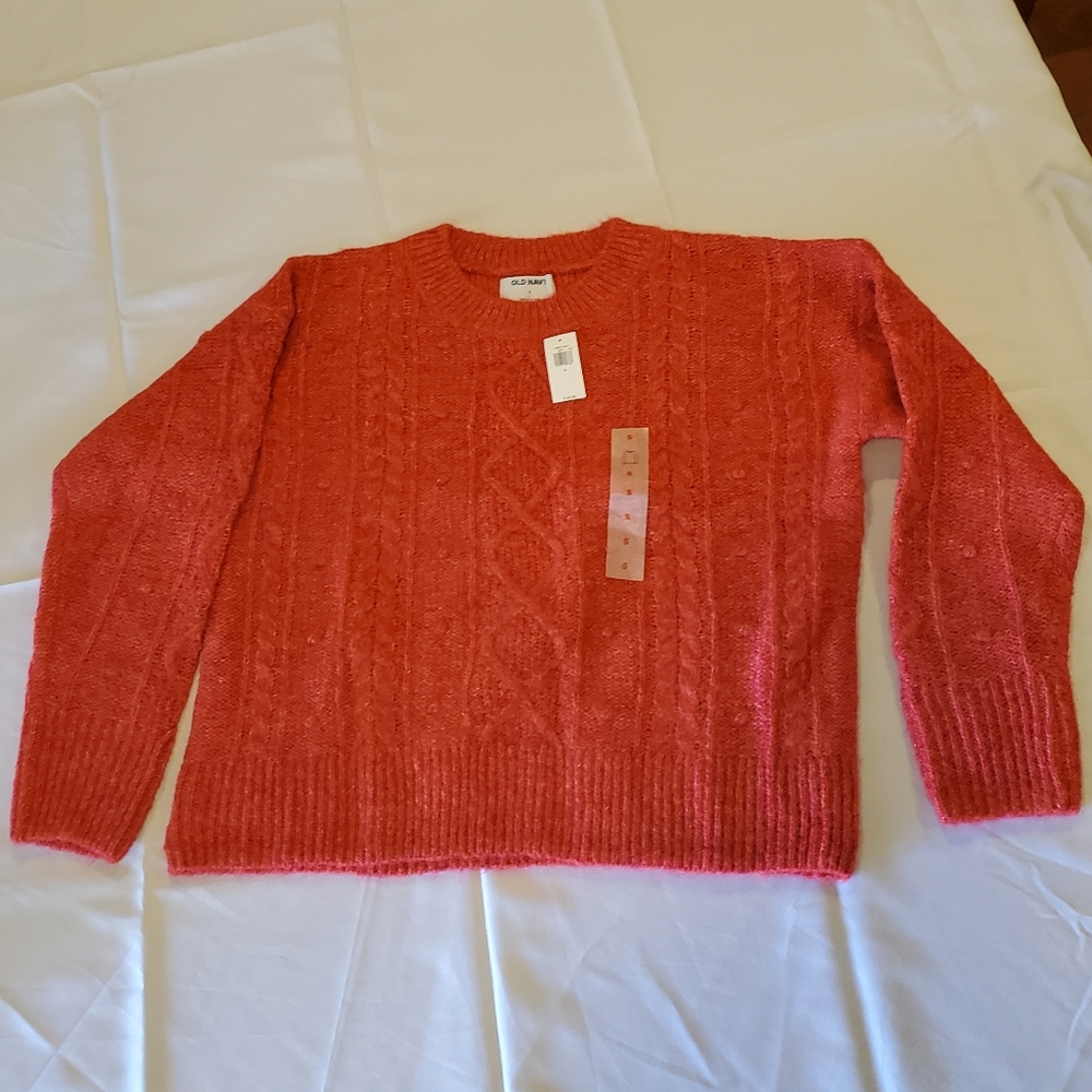 Old Navy Sweater rust orange NWT Cable Knit